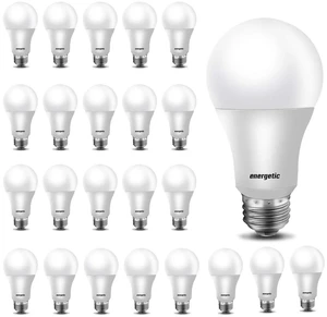 Energetic 24 Pack A19 LED Light Bulb, 40 Watt Equivalent Warm White 3000K, E26 Standard Base, ETL Listed, Non-Dimmable LED Light Bulb Energetic 24 Pack A19 LED Light Bulb, 40 Watt Equivalent Warm White 3000K, E26 Standard Base, ETL Listed, Non-Dimmable LED Light Bulb