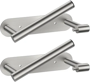 Commercial Toilet Paper Holder Wall Mount Bathroom Tissue Holder Brushed Nickel 2 Pack | Adhesive or Screw | SUS304 Stainless Steel Rustproof | Pivoting Tissue Roll Holder | Round Base Commercial Toilet Paper Holder Wall Mount Bathroom Tissue Holder Brushed Nickel 2 Pack | Adhesive or Screw | SUS304 Stainless Steel Rustproof | Pivoting Tissue Roll Holder | Round Base