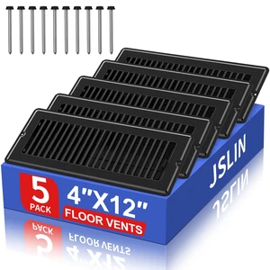 4x12 Floor Register Vent Covers for Home Floor Wall Ceiling Black 5-Pack Heavy Duty Steel Floor Vents, Quiet & Anti-Rust Adjustable Air Vent Cover, 10 Screws Include, Fits 4" x 12" Duct Opening 4x12 Floor Register Vent Covers for Home Floor Wall Ceiling Black 5-Pack Heavy Duty Steel Floor Vents, Quiet & Anti-Rust Adjustable Air Vent Cover, 10 Screws Include, Fits 4" x 12" Duct Opening