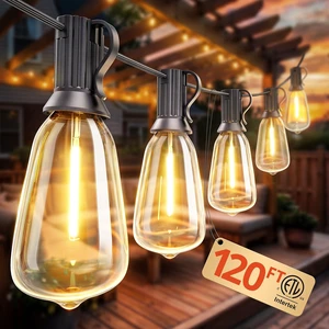 Outdoor String Lights 120FT, Outdoor Party Light with 58 Edison Lights Bulb Shatterproof,Edison Outside Lights,Plug-In,2700K Dimmable, Connectable, Hanging Light for Porch Garden Backyard Deck Balcony Outdoor String Lights 120FT, Outdoor Party Light with 58 Edison Lights Bulb Shatterproof,Edison Outside Lights,Plug-In,2700K Dimmable, Connectable, Hanging Light for Porch Garden Backyard Deck Balcony
