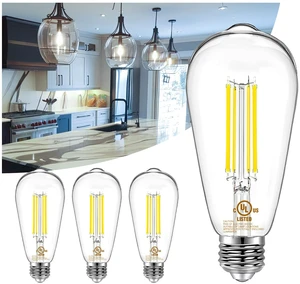 4 Pack Vintage LED Edison Bulbs, E26 Led Bulb 60W Equivalent, Dimmable Led Light Bulbs, High Brightness 800 LM Neutral White 4000K, ST58 Antique Filament Bulbs, Clear Glass Style for Home 4 Pack Vintage LED Edison Bulbs, E26 Led Bulb 60W Equivalent, Dimmable Led Light Bulbs, High Brightness 800 LM Neutral White 4000K, ST58 Antique Filament Bulbs, Clear Glass Style for Home
