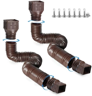 2 Pack Flexible Rain Gutter Downspout Extensions,Drain Downspout Extender,Gutter Extension Flexible,Down Spout Drain Extension Pipes,Extendable from 21 to 60 Inches (Brown) 2 Pack Flexible Rain Gutter Downspout Extensions,Drain Downspout Extender,Gutter Extension Flexible,Down Spout Drain Extension Pipes,Extendable from 21 to 60 Inches (Brown)