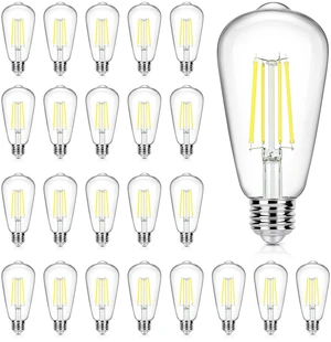 24-Pack Vintage LED Edsion Bulbs 100W Equivalent, E26 Base Bulb 8W 5000K Non-dimmable, 1400LM High Brightness, LED Filament, High CRI, Medium Base, Antique Decorative Clear Glass 24-Pack Vintage LED Edsion Bulbs 100W Equivalent, E26 Base Bulb 8W 5000K Non-dimmable, 1400LM High Brightness, LED Filament, High CRI, Medium Base, Antique Decorative Clear Glass