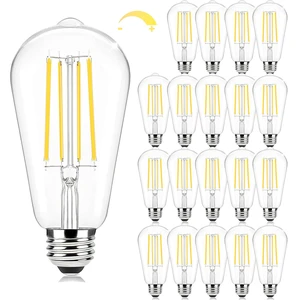 20-Pack Dimmable Led Light Bulbs 60W Equivalent, Vintage Edison Light Bulbs, 2700K Warm White ST58 7W LED Bulb Super Bright 850LM, 90+CRI, Clear Glass Antique Decorative Filament Bulbs 20-Pack Dimmable Led Light Bulbs 60W Equivalent, Vintage Edison Light Bulbs, 2700K Warm White ST58 7W LED Bulb Super Bright 850LM, 90+CRI, Clear Glass Antique Decorative Filament Bulbs