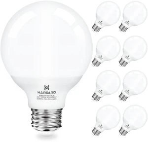 8 Pack E26 LED Vanity Bathroom Light Bulbs 5000K Daylight 60W Equivalent G25 Light Bulbs, E26 Base, CRI85+ Eye-Friendly, Type G Round Light Bulb Over Mirror, 120V, 5W, 500LM No-flicker, Non-Dimmable 8 Pack E26 LED Vanity Bathroom Light Bulbs 5000K Daylight 60W Equivalent G25 Light Bulbs, E26 Base, CRI85+ Eye-Friendly, Type G Round Light Bulb Over Mirror, 120V, 5W, 500LM No-flicker, Non-Dimmable
