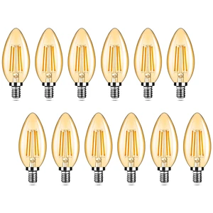 12-Pack Dimmable E12 LED Candelabra Bulbs 40Watt Equivalent, 2200K Amber Warm White, 380Lumens, 4W B11 Chandelier Light Bulbs, Filament Clear Glass Candle Lamp for Ceiling Fan Home Decor 12-Pack Dimmable E12 LED Candelabra Bulbs 40Watt Equivalent, 2200K Amber Warm White, 380Lumens, 4W B11 Chandelier Light Bulbs, Filament Clear Glass Candle Lamp for Ceiling Fan Home Decor