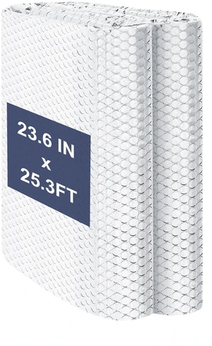 Double Reflective Bubble Foil Insulation Foam, 23.6IN X 25.3FT Window Insulation for Summer Heat Reflective Window Film for Window, Garage Door, RV, Roof Double Reflective Bubble Foil Insulation Foam, 23.6IN X 25.3FT Window Insulation for Summer Heat Reflective Window Film for Window, Garage Door, RV, Roof