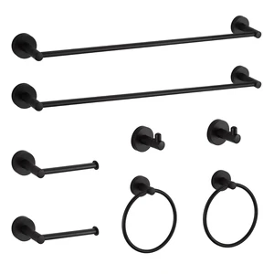Bathroom Hardware Set Black Bathroom Accessory Set Towel Bar 8 Pieces Bathroom Hardware Set Black Bathroom Accessory Set Towel Bar 8 Pieces