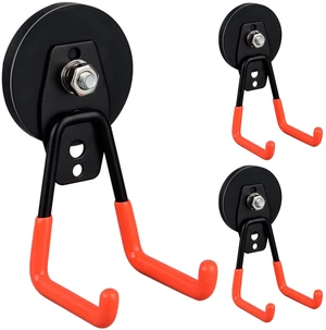 Heavy Duty Large Garage Magnet Hooks, 3 Pack Strong Storage Utility Magnetic Hooks with Anti-Slip Coating for Pegboard,Garage Shelve Hanging (Orange) Heavy Duty Large Garage Magnet Hooks, 3 Pack Strong Storage Utility Magnetic Hooks with Anti-Slip Coating for Pegboard,Garage Shelve Hanging (Orange)