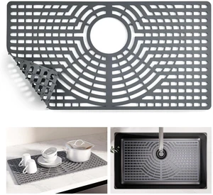 Silicone Sink Protector for Kitchen Sink, 26x14" Rear Drain Scratch protection, cushions fragile dishes and glassware, dishwasher safe, food-grade silicone, 446°F heat resistant Silicone Sink Protector for Kitchen Sink, 26x14" Rear Drain Scratch protection, cushions fragile dishes and glassware, dishwasher safe, food-grade silicone, 446°F heat resistant