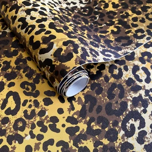 Black Gold Leopard Print Peel and Stick Wallpaper, 17.3" x 400" Waterproof Removable Self Adhesive Wallpaper, Unique Funky Cheetah Contact Paper for Bedroom, Bathroom, Decor Black Gold Leopard Print Peel and Stick Wallpaper, 17.3" x 400" Waterproof Removable Self Adhesive Wallpaper, Unique Funky Cheetah Contact Paper for Bedroom, Bathroom, Decor