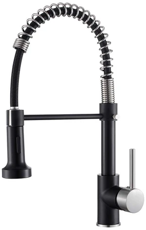 Kitchen Faucet with Pull Down Sprayer Brushed Nickel&Black 1 Handle Spring Sink Faucets, Lead-Free Stainless Steel, 1 or 3-Hole with Deck Plate,Farmhouse, RV, Bar, Laundry Room Kitchen Faucet with Pull Down Sprayer Brushed Nickel&Black 1 Handle Spring Sink Faucets, Lead-Free Stainless Steel, 1 or 3-Hole with Deck Plate,Farmhouse, RV, Bar, Laundry Room