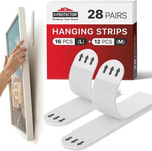 Picture Hanging Strips - 28 Pairs Damage Free Picture Hangers Self Adhesive Wall Hangers Without Nails - Heavy Duty Wall Hanging Strips - Walls Sticky for Hanging Up to 20 LBS (Size M+L) Picture Hanging Strips - 28 Pairs Damage Free Picture Hangers Self Adhesive Wall Hangers Without Nails - Heavy Duty Wall Hanging Strips - Walls Sticky for Hanging Up to 20 LBS (Size M+L)