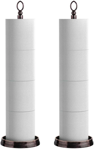 Toilet Paper Holder Stand, Free Standing Toilet Paper Storage for Bathroom, Weighted Base with Reserve for 4 Roll (2 Pack, Oil Rubbed Bronze) Toilet Paper Holder Stand, Free Standing Toilet Paper Storage for Bathroom, Weighted Base with Reserve for 4 Roll (2 Pack, Oil Rubbed Bronze)