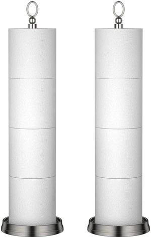 Toilet Paper Holder Stand with Reserve Function, Free Standing Toilet Paper Holder for Bathroom, Toilet Paper Stand with Reserve for 4 Rolls 22.5" Height (2 Pack, Brushed Nickel) Toilet Paper Holder Stand with Reserve Function, Free Standing Toilet Paper Holder for Bathroom, Toilet Paper Stand with Reserve for 4 Rolls 22.5" Height (2 Pack, Brushed Nickel)