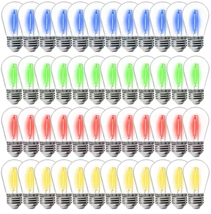 48 Pack S14 Colored LED String Light Bulbs, Waterproof Outdoor Replacement Bulbs, E26 Base, CRI80, Red/Green/Blue/Warm White 48 Pack S14 Colored LED String Light Bulbs, Waterproof Outdoor Replacement Bulbs, E26 Base, CRI80, Red/Green/Blue/Warm White
