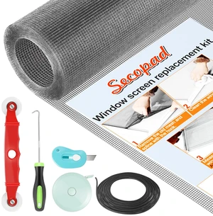 Window Screen and Screen Door Mesh Repair Kit, Grey, 39in x 78in Replacement Tools Kit, Easy to Install, Extra Large, Durable Fiberglass, Pet and Kid Friendly, For Window Door Patio & Porch Window Screen and Screen Door Mesh Repair Kit, Grey, 39in x 78in Replacement Tools Kit, Easy to Install, Extra Large, Durable Fiberglass, Pet and Kid Friendly, For Window Door Patio & Porch