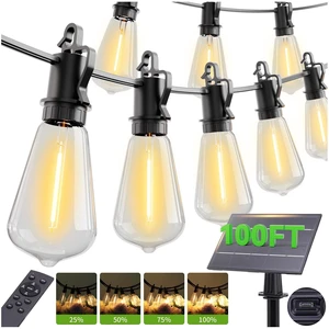 100ft Solar Lights Outdoor String light patio 30+2bulbs Shatterproof, solar String Lights Outdoor Waterproof with Remote ST38 Vintage Edison Bulbs,Waterproof Hanging Lights for Outside Backyard 100ft Solar Lights Outdoor String light patio 30+2bulbs Shatterproof, solar String Lights Outdoor Waterproof with Remote ST38 Vintage Edison Bulbs,Waterproof Hanging Lights for Outside Backyard