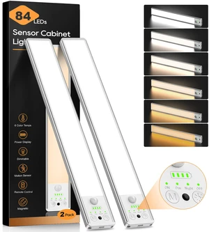 10.5 Inch Under Cabinet Lighting, 6 Color Temps Motion Sensor Light Indoor, LED Power Display Rechargeable Battery Operated Closet Light, Magnetic Dimmable Under Counter Lights for Kitchen-2 Pack 10.5 Inch Under Cabinet Lighting, 6 Color Temps Motion Sensor Light Indoor, LED Power Display Rechargeable Battery Operated Closet Light, Magnetic Dimmable Under Counter Lights for Kitchen-2 Pack