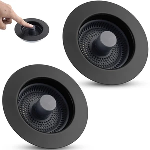 Universal 3 in 1 Kitchen Sink Drain Strainer Stopper, 2PCS, Matteblack Stainless Steel Shell Pop Up Sink Stopper for US Standard 3-1/2 inch Drain Filter, Anti-clog and Easy Clean Universal 3 in 1 Kitchen Sink Drain Strainer Stopper, 2PCS, Matteblack Stainless Steel Shell Pop Up Sink Stopper for US Standard 3-1/2 inch Drain Filter, Anti-clog and Easy Clean