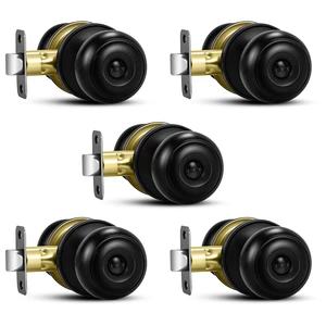 5 Pack Matte Black Door Knobs, Privacy Door Knob with Lock, Interior Doorknobs with Round Ball, Keyless Door Lockset for Bedrooms Bathrooms 5 Pack Matte Black Door Knobs, Privacy Door Knob with Lock, Interior Doorknobs with Round Ball, Keyless Door Lockset for Bedrooms Bathrooms
