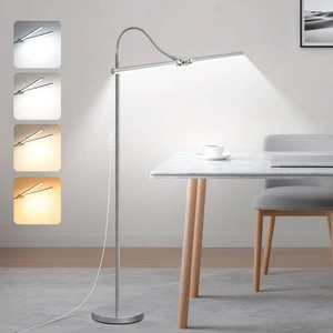 Bright Floor Lamp, 18W/2000LM Silver LED Floor Lamp with Double Head Adjustable Gooseneck, Dimmable Craft Light for Sewing Tatoo PuzzleEye Caring Reading Lamps for Living Room Bedroom Office Bright Floor Lamp, 18W/2000LM Silver LED Floor Lamp with Double Head Adjustable Gooseneck, Dimmable Craft Light for Sewing Tatoo PuzzleEye Caring Reading Lamps for Living Room Bedroom Office