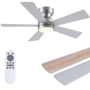 46" Ceiling Fan with Lights Low Profile, Flush Mount Ceiling Light with Remote and 5 Blades, Mute Reversible Motor, 6 Speeds and 3CCT Dimming, Modern Fan Light for Indoor Bedroom, Silver 46" Ceiling Fan with Lights Low Profile, Flush Mount Ceiling Light with Remote and 5 Blades, Mute Reversible Motor, 6 Speeds and 3CCT Dimming, Modern Fan Light for Indoor Bedroom, Silver