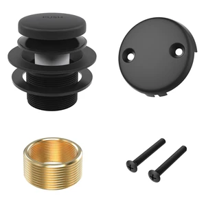 Matte Black Bath Tub Drain and Overflow Kit, Bathtub Drain Stopper Tub Drain Cover with 2-Hole Overflow Faceplate, All Metal Tip-Toe Bathtub Drains Replacement Kit with Fine/Coarse Thread Matte Black Bath Tub Drain and Overflow Kit, Bathtub Drain Stopper Tub Drain Cover with 2-Hole Overflow Faceplate, All Metal Tip-Toe Bathtub Drains Replacement Kit with Fine/Coarse Thread