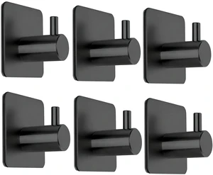 No Drill Black Adhesive Towel Hooks 15lbs Stick on Hooks Heavy Duty Waterproof Anti-Slip Wall Hooks for Bathroom Kitchen Entryway Dorm-6 Packs No Drill Black Adhesive Towel Hooks 15lbs Stick on Hooks Heavy Duty Waterproof Anti-Slip Wall Hooks for Bathroom Kitchen Entryway Dorm-6 Packs