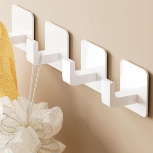 Square Self Adhesive Towel Hooks - 4 Pack White Metal Hooks Self-Adhesive, Durable Aluminum, Rust Resistant, Right-Angle Style, Easy Install, Space Saving Square Self Adhesive Towel Hooks - 4 Pack White Metal Hooks Self-Adhesive, Durable Aluminum, Rust Resistant, Right-Angle Style, Easy Install, Space Saving