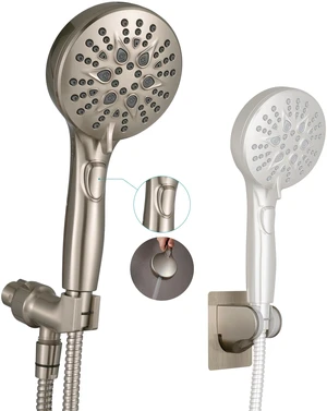 Handheld Shower Head with ON OFF Switch & 79in Stainless Steel Hose Brushed Nickel,Built-in Power Spray,7-mode High Pressure Spray with Bracket & Extra No Drilling Shower Holder for Lower Mount Handheld Shower Head with ON OFF Switch & 79in Stainless Steel Hose Brushed Nickel,Built-in Power Spray,7-mode High Pressure Spray with Bracket & Extra No Drilling Shower Holder for Lower Mount
