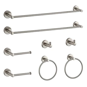 Bathroom Hardware Set Brushed Nickel Bathroom Accessory Set Towel Bar 8 Pieces Bathroom Hardware Set Brushed Nickel Bathroom Accessory Set Towel Bar 8 Pieces