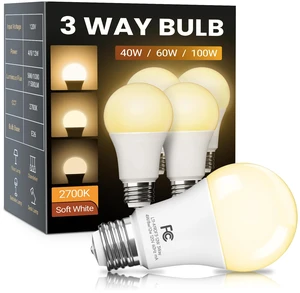 3 Way Light Bulbs 40 60 100W Equivalent Soft Warm White 2700K, 4 Pack Dimmable A19 Three Way Light Bulbs E26 Medium Base, 4/8/12W Energy Saving UL Listed for Floor Lamp, Desk Lamp and Table Lamp 3 Way Light Bulbs 40 60 100W Equivalent Soft Warm White 2700K, 4 Pack Dimmable A19 Three Way Light Bulbs E26 Medium Base, 4/8/12W Energy Saving UL Listed for Floor Lamp, Desk Lamp and Table Lamp