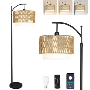 Arc Floor Lamp for Living Room Boho Floor Lamps with Remote Control & with 3 Color Temperatures,Rattan Wicker Standing Lamp Dimmable Tall Floor Lamp for Bedroom Living Room Corner Arc Floor Lamp for Living Room Boho Floor Lamps with Remote Control & with 3 Color Temperatures,Rattan Wicker Standing Lamp Dimmable Tall Floor Lamp for Bedroom Living Room Corner