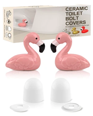 Flamingo Ceramic Toilet Bolt Covers Decorative, Pink Bathroom Decor, 2Pack Bolt Hole 1.18'', Covers Ugly Bolts, Tool-Free Install Screw Caps, Cute Gift for Pink Lover, Women Flamingo Ceramic Toilet Bolt Covers Decorative, Pink Bathroom Decor, 2Pack Bolt Hole 1.18'', Covers Ugly Bolts, Tool-Free Install Screw Caps, Cute Gift for Pink Lover, Women