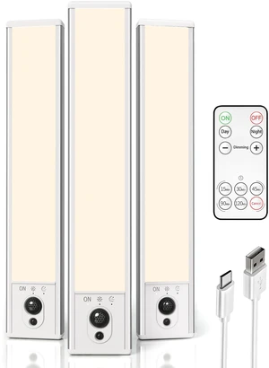 3-Pack Under Cabinet Lighting, 2400mAh Motion Sensor Light, LED Closet Lights Wireless, 3000K Dimmable, Timer, Magnetic, with Remote Control for Kitchen, Closet, Stairs 3-Pack Under Cabinet Lighting, 2400mAh Motion Sensor Light, LED Closet Lights Wireless, 3000K Dimmable, Timer, Magnetic, with Remote Control for Kitchen, Closet, Stairs