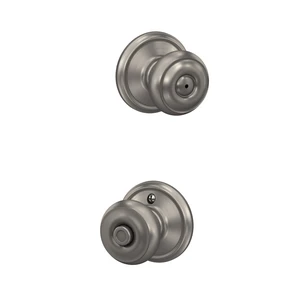 Georgian Bed/Bath Privacy Door Knob with Lock, Satin Nickel Interior bedroom or bathroom door knob with push button lock, Easy to install, Certified durability, Universal fit - Doorknobs Georgian Bed/Bath Privacy Door Knob with Lock, Satin Nickel Interior bedroom or bathroom door knob with push button lock, Easy to install, Certified durability, Universal fit - Doorknobs