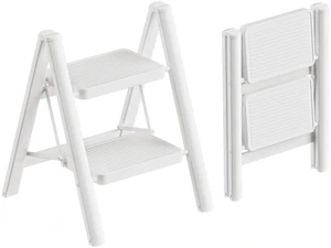 2 Step Ladder, Foldable 2 Step Stool, White Stepladder with Anti-Slip Widen Pedals, Portable Ladder for Home,Kitchen,Closet,300lb Capacity 2 Step Ladder, Foldable 2 Step Stool, White Stepladder with Anti-Slip Widen Pedals, Portable Ladder for Home,Kitchen,Closet,300lb Capacity