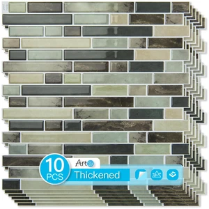 Linear Design Tile Peel and Stick Backsplash, 10-Sheet, Dark Brown 12 x 12 Inch, Enhanced Thickness, Warp Resistant, Strong Adhesion, Sturdy, for Kitchen, Bedroom, Ideal for Home Improvement Linear Design Tile Peel and Stick Backsplash, 10-Sheet, Dark Brown 12 x 12 Inch, Enhanced Thickness, Warp Resistant, Strong Adhesion, Sturdy, for Kitchen, Bedroom, Ideal for Home Improvement