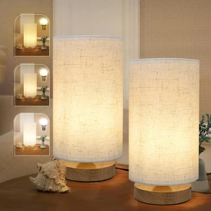 Minimalist Bedside Table Lamps for Bedrooms Set of 2, 3 Color Temperature Bedside Lamps with Round Fabric Linen Shade,Small Desk Lamp Night Nightstand Lamp Set for Living Room, Reading,Office Minimalist Bedside Table Lamps for Bedrooms Set of 2, 3 Color Temperature Bedside Lamps with Round Fabric Linen Shade,Small Desk Lamp Night Nightstand Lamp Set for Living Room, Reading,Office