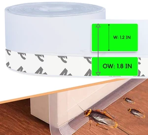 Weather Stripping Door Seal 33ft Extra-Wide Silicone, Strong Adhesive, Seals Large Gaps for Maximum Winter Cold Protection and Weatherproofing, 1.8in Transparent Weather Stripping Door Seal 33ft Extra-Wide Silicone, Strong Adhesive, Seals Large Gaps for Maximum Winter Cold Protection and Weatherproofing, 1.8in Transparent