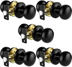 Passage Door Knobs, 5 Pack Matte Black Door Knobs, Hallway Closet Non-Locking Interior Doorknobs, Round Door Handles Keyless Reversible for Left/Right Handed Doors Passage Door Knobs, 5 Pack Matte Black Door Knobs, Hallway Closet Non-Locking Interior Doorknobs, Round Door Handles Keyless Reversible for Left/Right Handed Doors