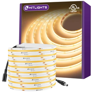 COB LED Strip Lights Warm White 3000K, 16.4ft Premium High Density 24V Tape Light, 2560 LEDs, 350+ LM/FT, CRI 90+, IP30, Lighting for Kitchen, Cabinets, UL Listed (Power Source Not Included) COB LED Strip Lights Warm White 3000K, 16.4ft Premium High Density 24V Tape Light, 2560 LEDs, 350+ LM/FT, CRI 90+, IP30, Lighting for Kitchen, Cabinets, UL Listed (Power Source Not Included)