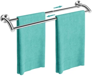 Silver Telescopic Double Towel Bar Wall Mount 14.5-24.8Inch Rustproof Towel Rack with Widened Spacing, Scratch-resistant & Durable for Bathroom Kitchen RV Silver Telescopic Double Towel Bar Wall Mount 14.5-24.8Inch Rustproof Towel Rack with Widened Spacing, Scratch-resistant & Durable for Bathroom Kitchen RV