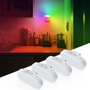 RGB Night Lights Plug into Wall,Dusk to Dawn Color Changing 0.7W LED Night Light,for Kids Room Bathroom,Night Light,Stair Lights,Hallway Light,Color Moving,4 Pack RGB Night Lights Plug into Wall,Dusk to Dawn Color Changing 0.7W LED Night Light,for Kids Room Bathroom,Night Light,Stair Lights,Hallway Light,Color Moving,4 Pack