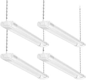 4Pack 2FT LED Shop Light, 65000K, 2200LM, Linkable for Garage Super Bright Cool Daylight White, Ceiling + Hanging Mount Durable Integrated Utility Shop Lights for Workshop DIY User, White 4Pack 2FT LED Shop Light, 65000K, 2200LM, Linkable for Garage Super Bright Cool Daylight White, Ceiling + Hanging Mount Durable Integrated Utility Shop Lights for Workshop DIY User, White