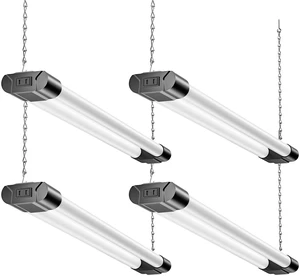 4Pack 2FT LED Shop Light, 65000K, 2200LM, Linkable for Garage Super Bright Cool Daylight White, Ceiling + Hanging Mount Durable Integrated Utility Shop Lights for Workshop DIY User, Black 4Pack 2FT LED Shop Light, 65000K, 2200LM, Linkable for Garage Super Bright Cool Daylight White, Ceiling + Hanging Mount Durable Integrated Utility Shop Lights for Workshop DIY User, Black