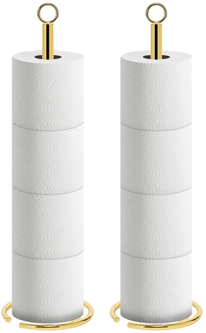 Bath Toilet Paper Holder Stand, Freestanding Tissue Paper Storage with Reserve, Space Toilet 4 Rolls Holder for Bathroom/Kitchen Countertop-All Metal (2 Pack, Chrome Gold) Bath Toilet Paper Holder Stand, Freestanding Tissue Paper Storage with Reserve, Space Toilet 4 Rolls Holder for Bathroom/Kitchen Countertop-All Metal (2 Pack, Chrome Gold)