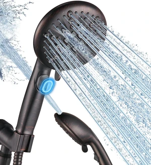 9 Spray Modes Handheld Shower Head, Water-Saving, ORB Power Rinse, 1-Click Pause & Flow Control, 6ft Stainless Steel Hose, Adjustable Brass Bracket 9 Spray Modes Handheld Shower Head, Water-Saving, ORB Power Rinse, 1-Click Pause & Flow Control, 6ft Stainless Steel Hose, Adjustable Brass Bracket