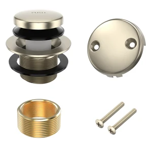 Brushed Nickel Bathtub Drain Kit with Two-Hole Overflow Faceplate All Metal Tip-Toe Tub Drains Cover Trim Set and Universal Fine/Coarse Thread Assembly, Bath Tub Drain Stopper Replacement Brushed Nickel Bathtub Drain Kit with Two-Hole Overflow Faceplate All Metal Tip-Toe Tub Drains Cover Trim Set and Universal Fine/Coarse Thread Assembly, Bath Tub Drain Stopper Replacement